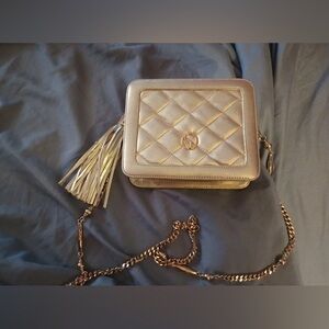 St. John Metallic Gold  Quilted  Tassel Shoulder Bag  / Clutch Gorgeous